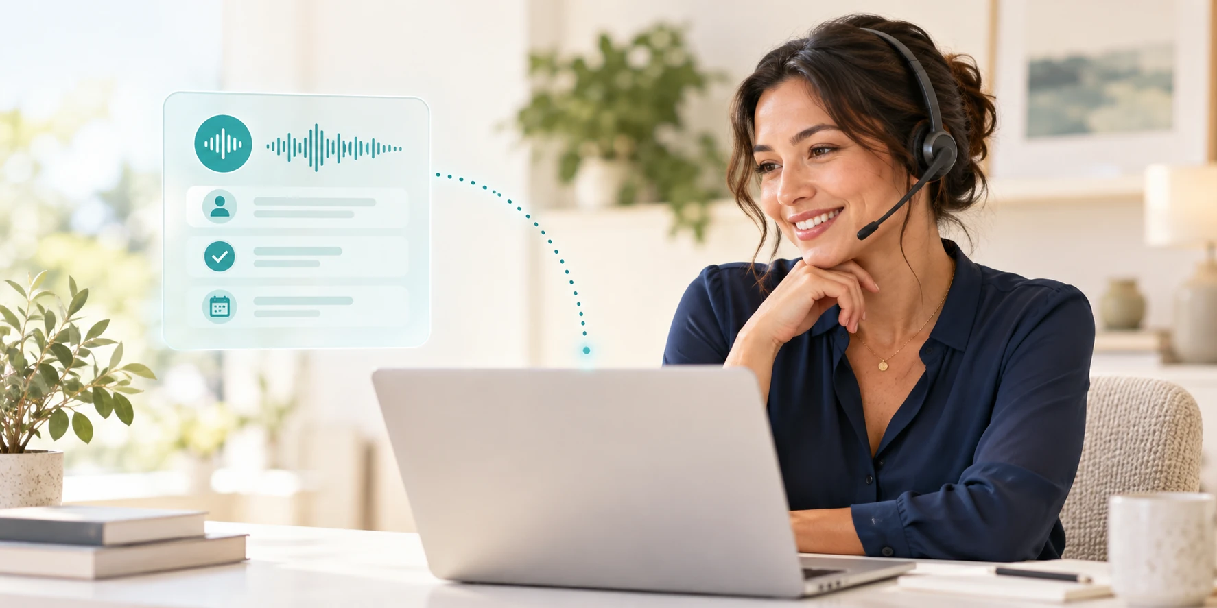 Illustration of a team member taking a customer call with AI-prepared context