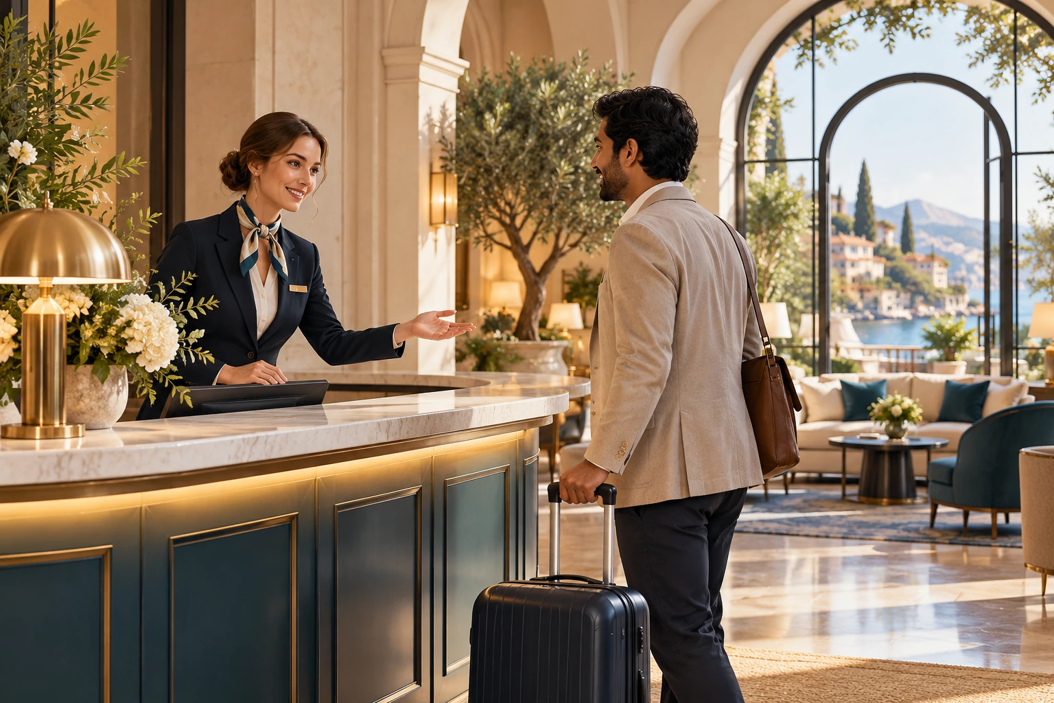 Illustrative hospitality business scene