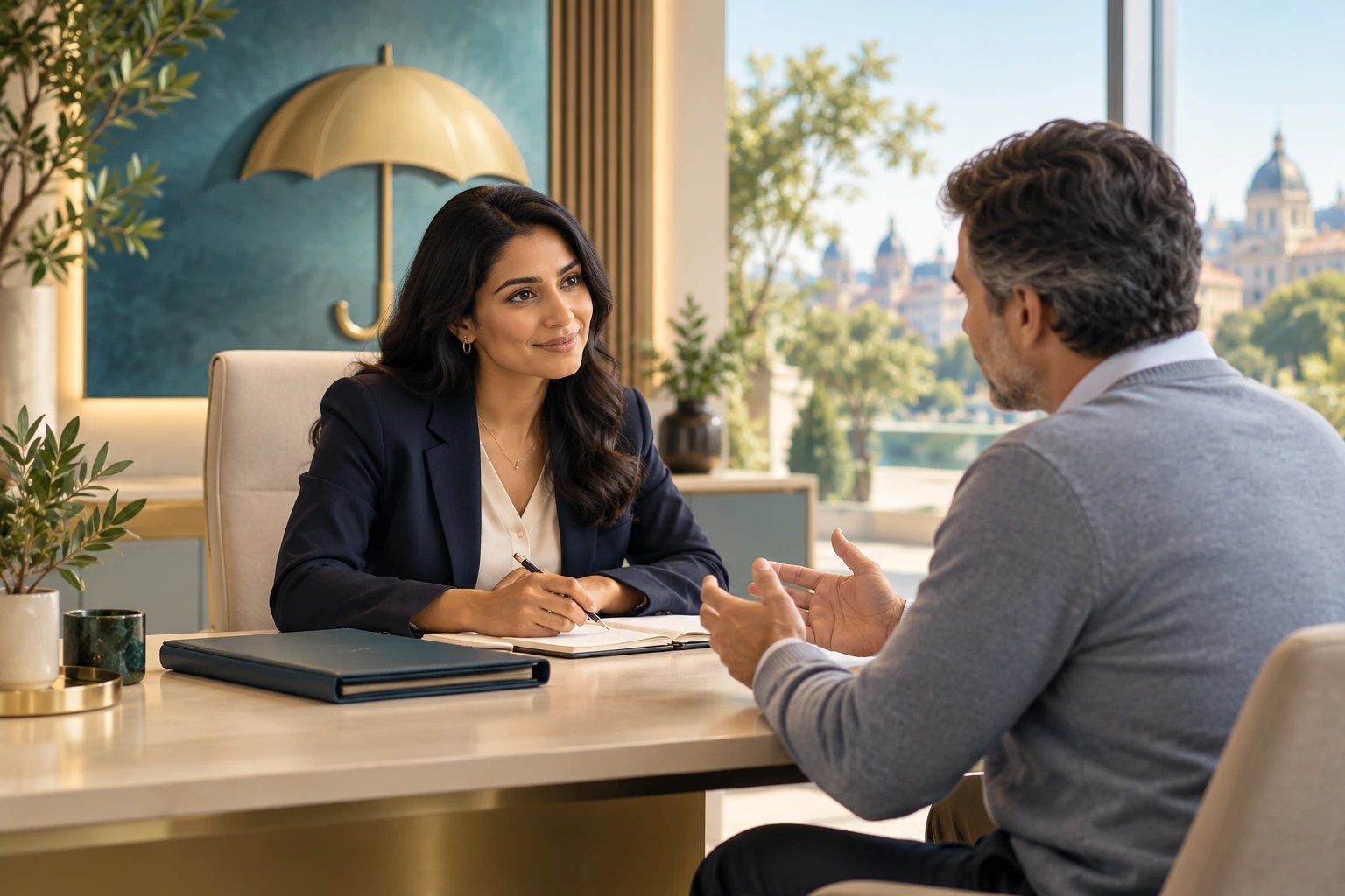 Illustrative insurance business scene