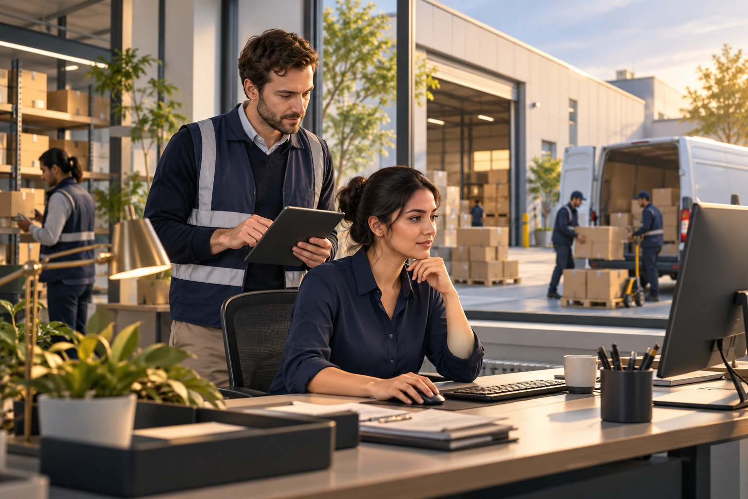 Illustrative logistics business scene