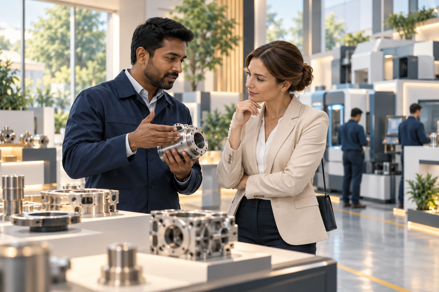 Illustrative manufacturing business scene